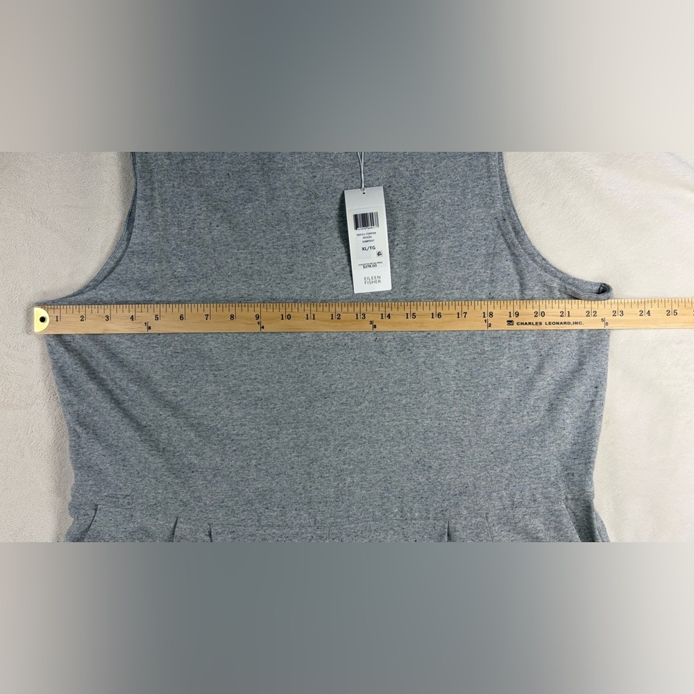 NWT Eileen Fisher Speckled Organic Cotton Jumpsuit in Moon Gray Crop Jumper XL - Picture 10 of 11